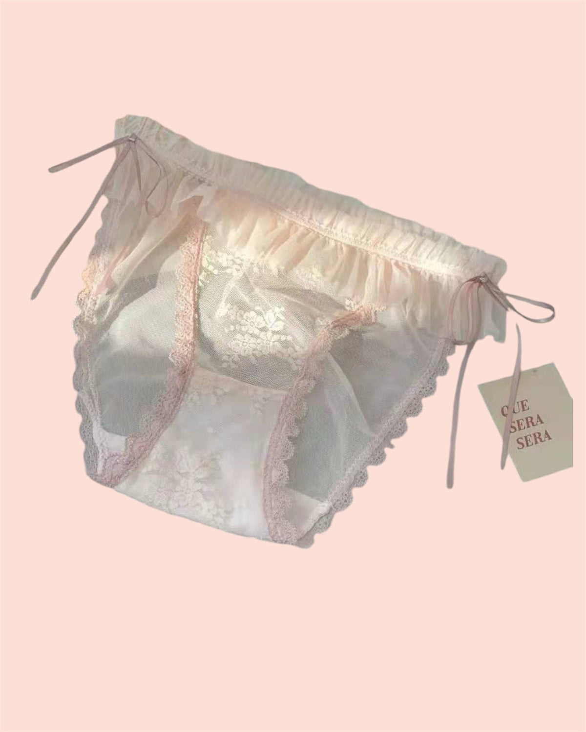 Milanblocks Coquette Ruffled Lace Panties with Bow Ties