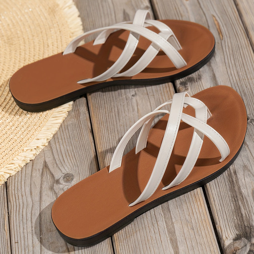 Cross Strap Slip-On Sandals