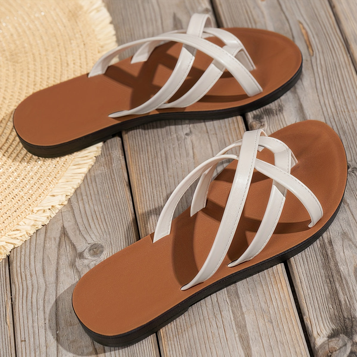 Cross Strap Slip-On Sandals