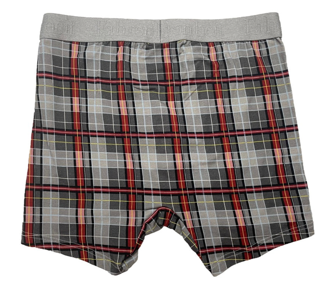 Newman Boxer Brief/ Grey Burgundy Plaid