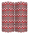 84" X 84" Red And Gray Wood Canvas Screen