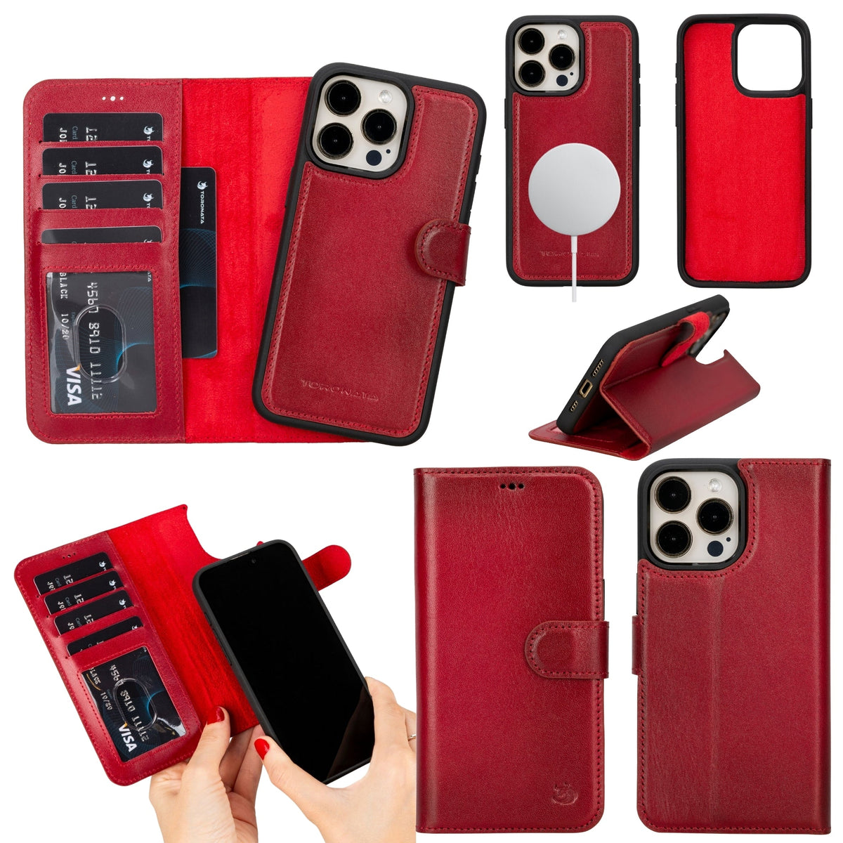 Casper Leather iPhone 15 Pro Wallet Case | Detachable MagSafe Compatible RFID Protection