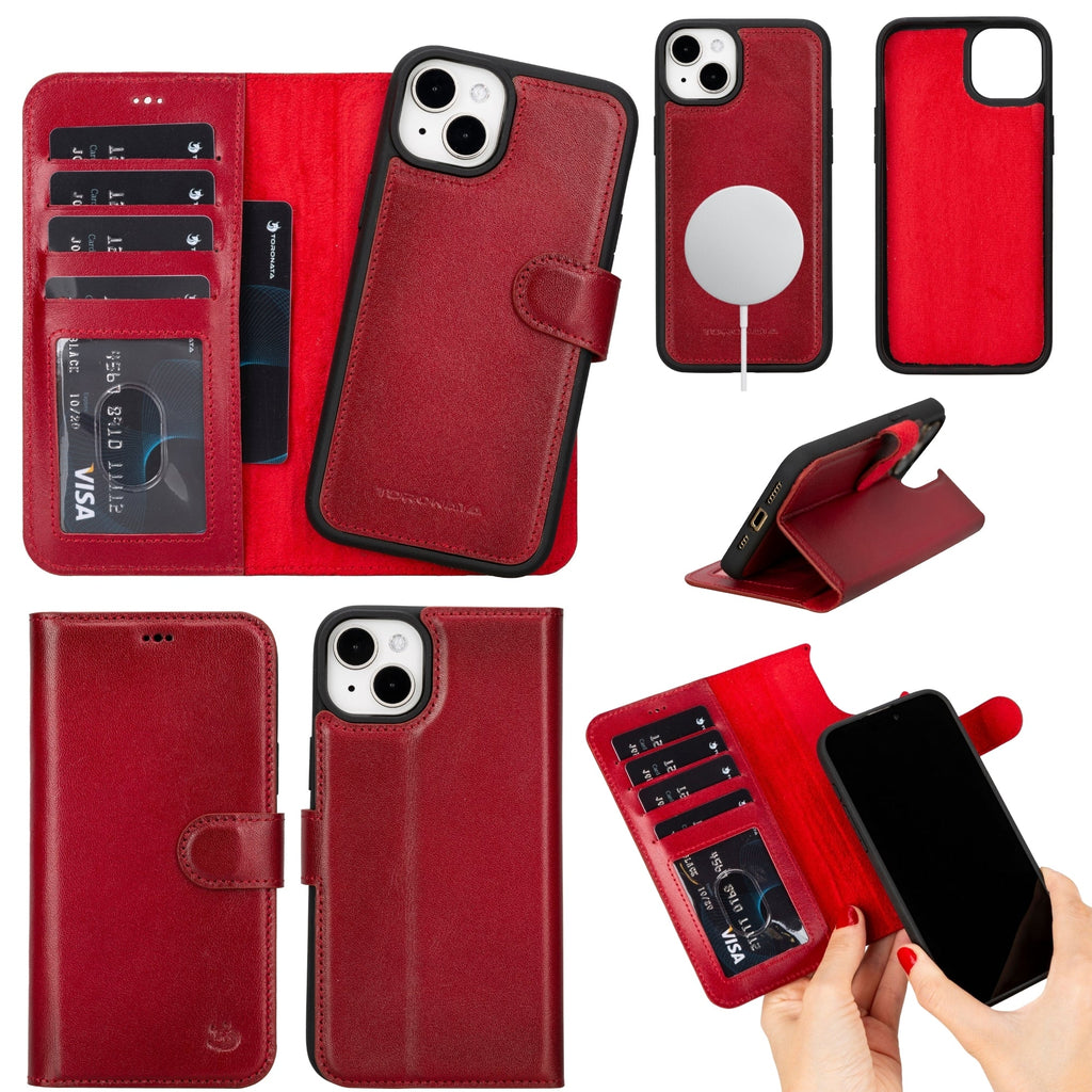 Casper Leather iPhone 15 Plus Wallet Case | Detachable MagSafe Compatible RFID Protection