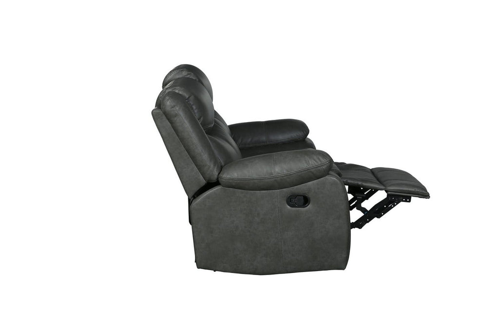 64" Gray Faux Leather Manual Reclining Love Seat