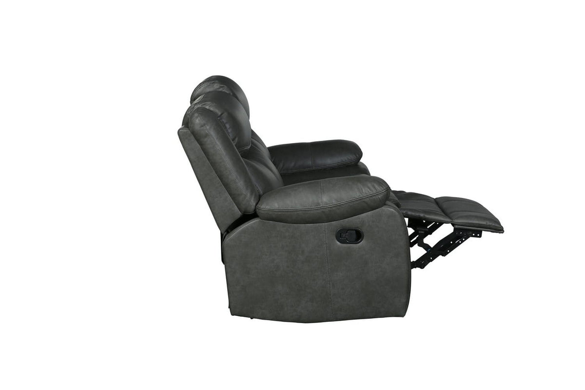64" Gray Faux Leather Manual Reclining Love Seat