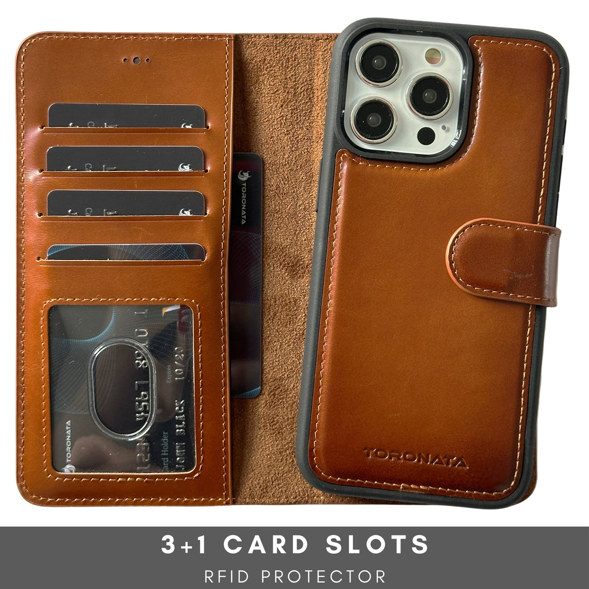 Vegas Premium Leather iPhone 15 Pro Wallet Case with MagSafe | Detachable RFID Blocking Luxury Wallet