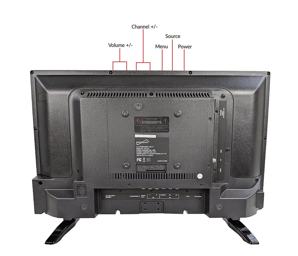 24" Supersonic 12 Volt AC/DC Widescreen LED HDTV with USB, SD Card Reader and HDMI