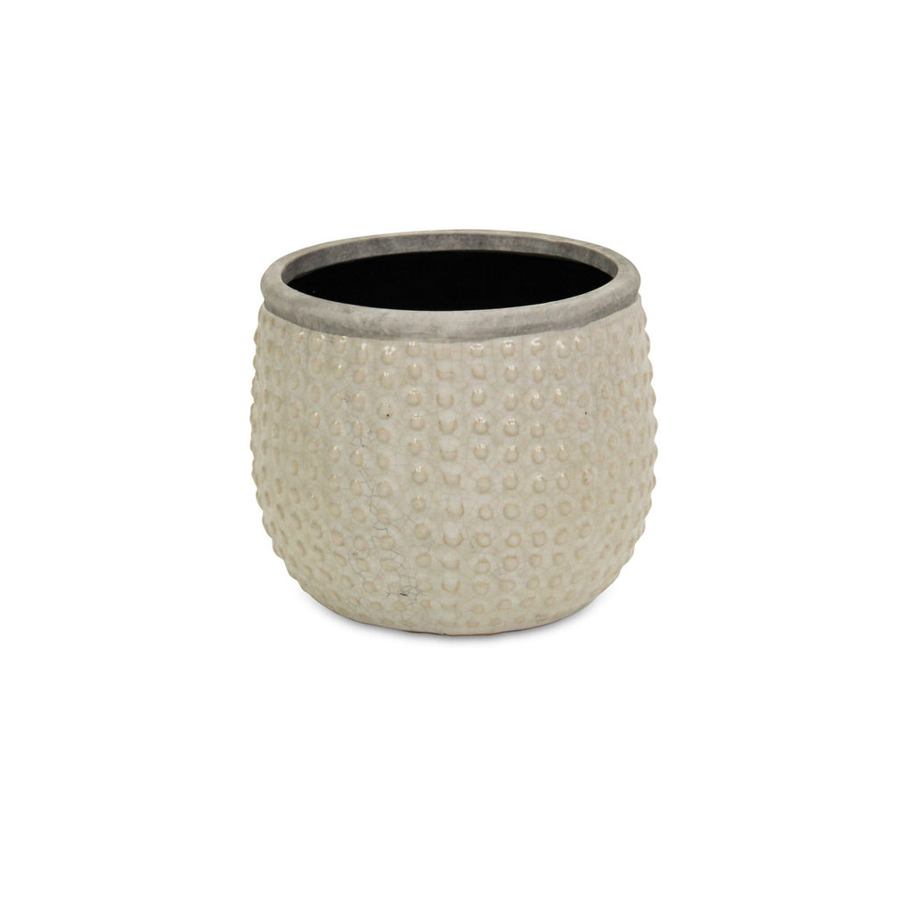 6" Beige Dot Ceramic Indoor Outdoor Round Pot Planter