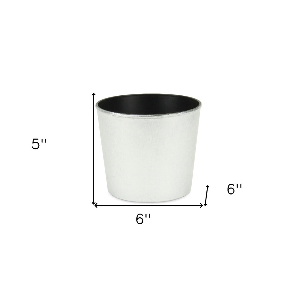 6" Silver Recycled Plastic Indoor Outdoor Round Pot Planter