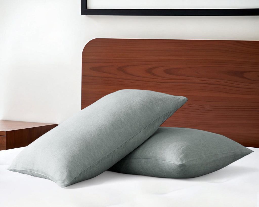 Set of Two Blue Linen Pillowcases