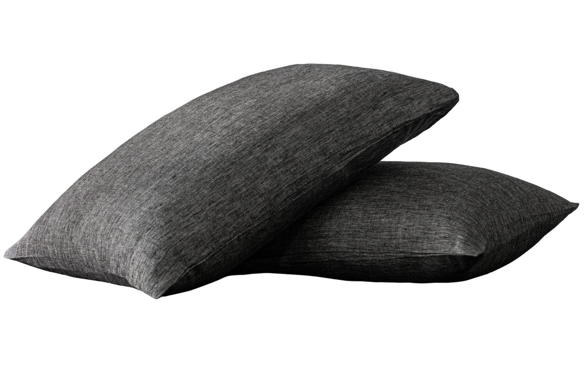 Set of Two Onyx Linen Pillowcases