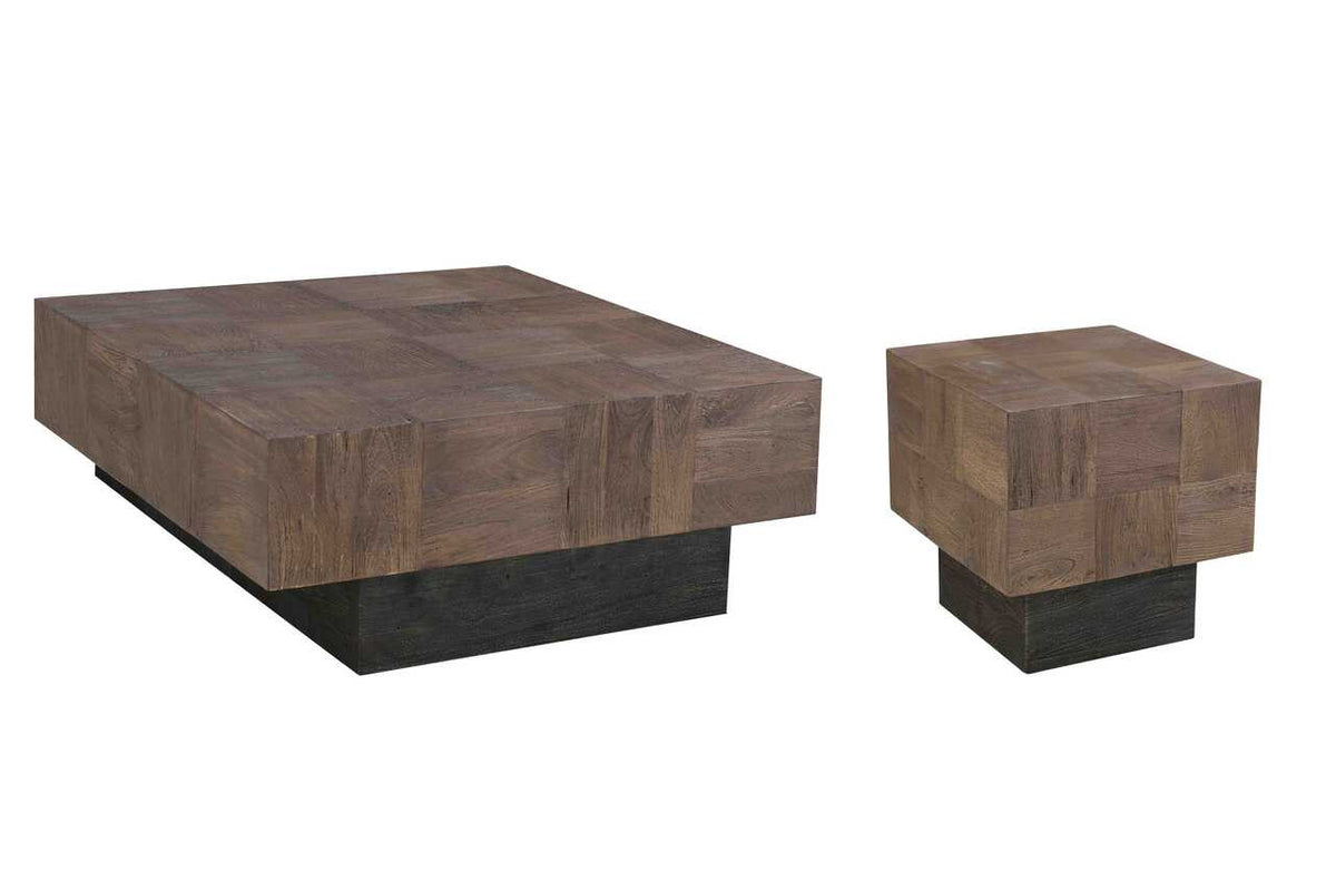 40" Dark Brown And Black Solid Wood Square Coffee Table