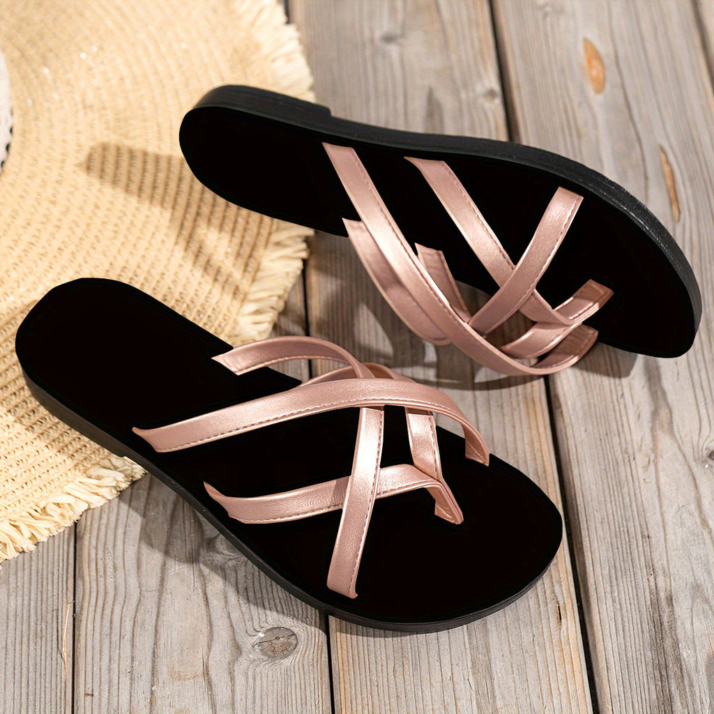 Cross Strap Slip-On Sandals