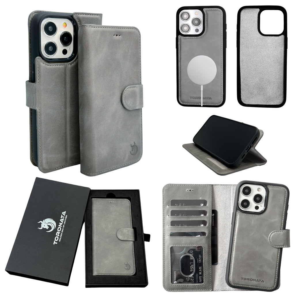 Vegas Premium Leather iPhone 15 Pro Wallet Case with MagSafe | Detachable RFID Blocking Luxury Wallet