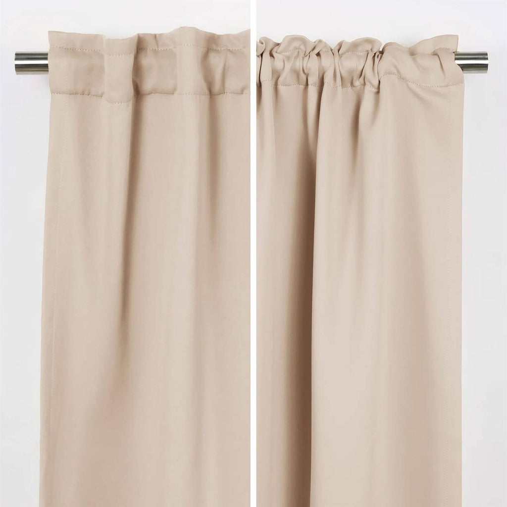 52 x 84 inch Solid Beige Cream Thermal Blackout Curtain Panels - Set of 2