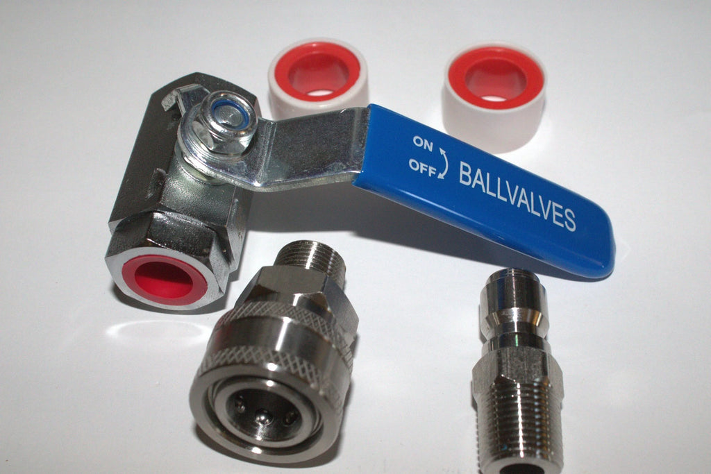 5000 PSI Stainless Steel Ball Valve 3/8 Quick Connect Kit