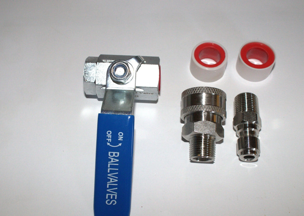 5000 PSI Stainless Steel Ball Valve 3/8 Quick Connect Kit