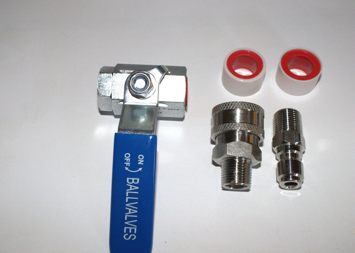 5000 PSI Stainless Steel Ball Valve 3/8 Quick Connect Kit