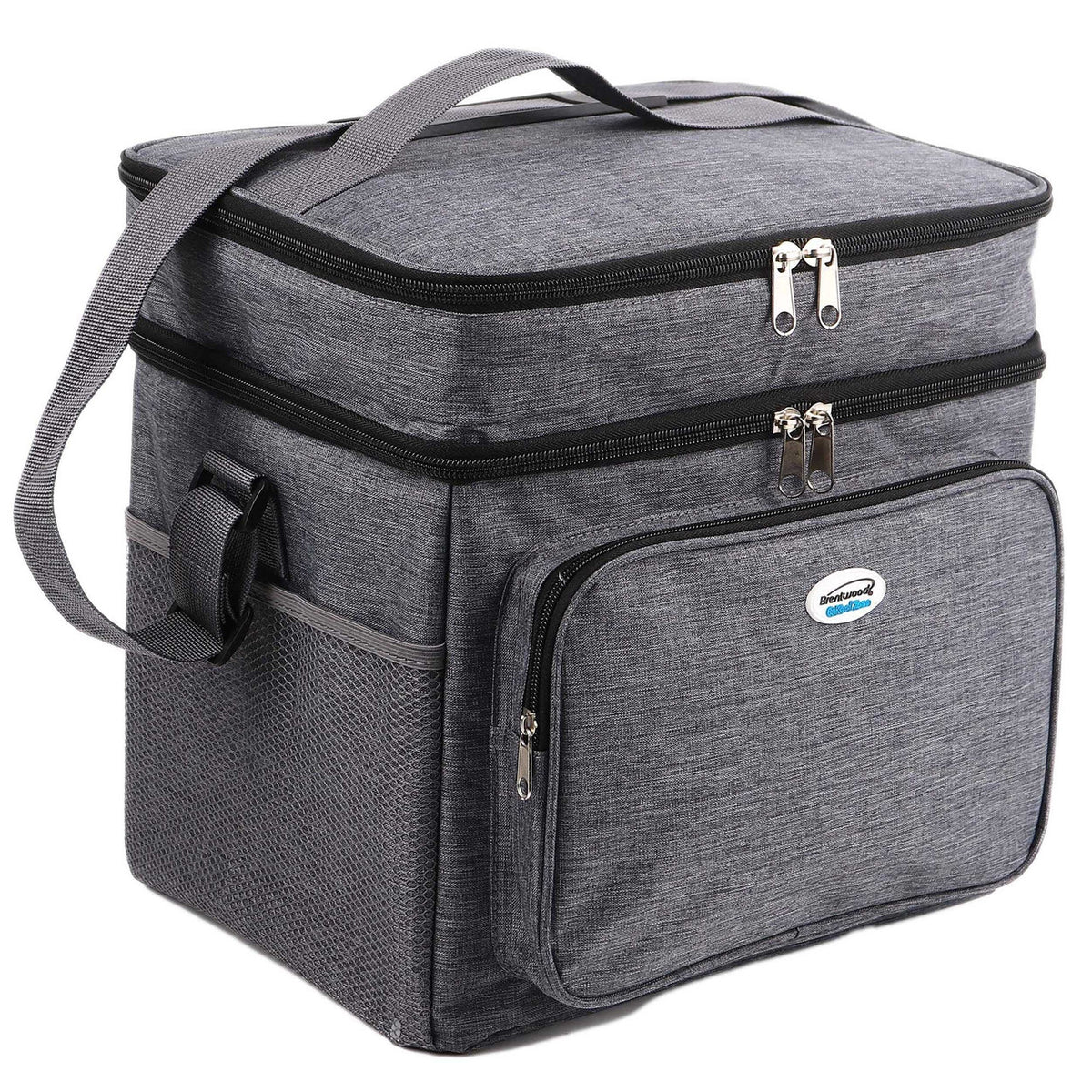 Brentwood Kool Zone 24-Can Insulated Cooler Bag in Gray with Hard Liner