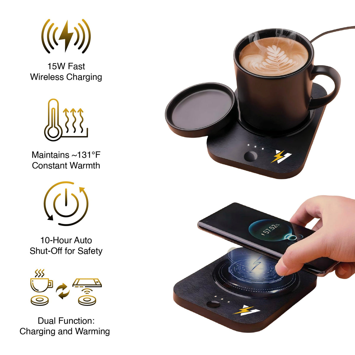 The Modern Workspace Productivity Bundle: Pursonic 3-in-1 LED Desk Lamp + Sip & Charge Wireless & Mug Warmer