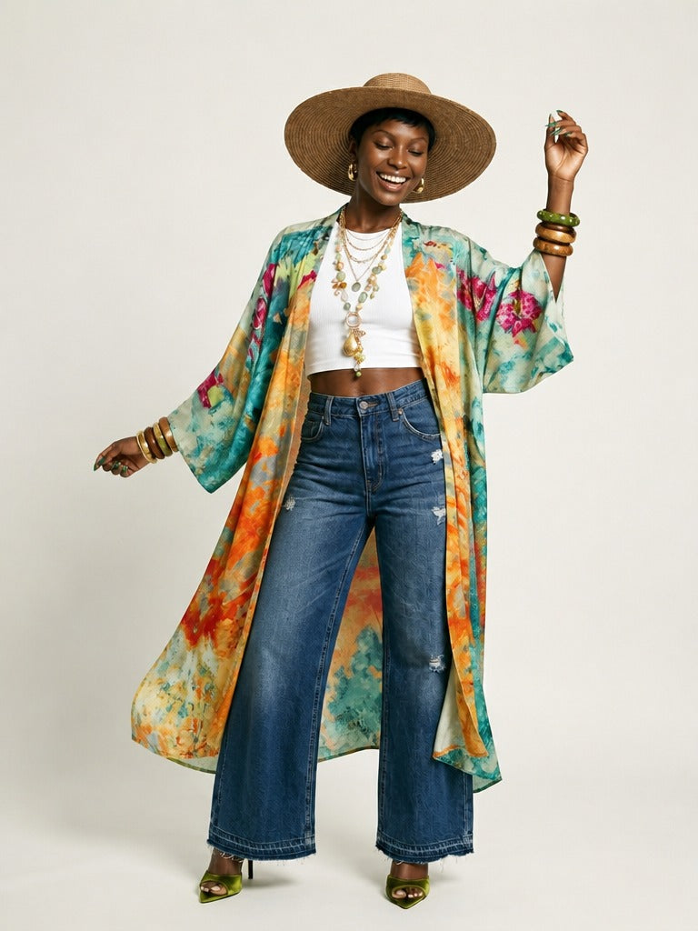 Liberated Abstract Print Kaftan