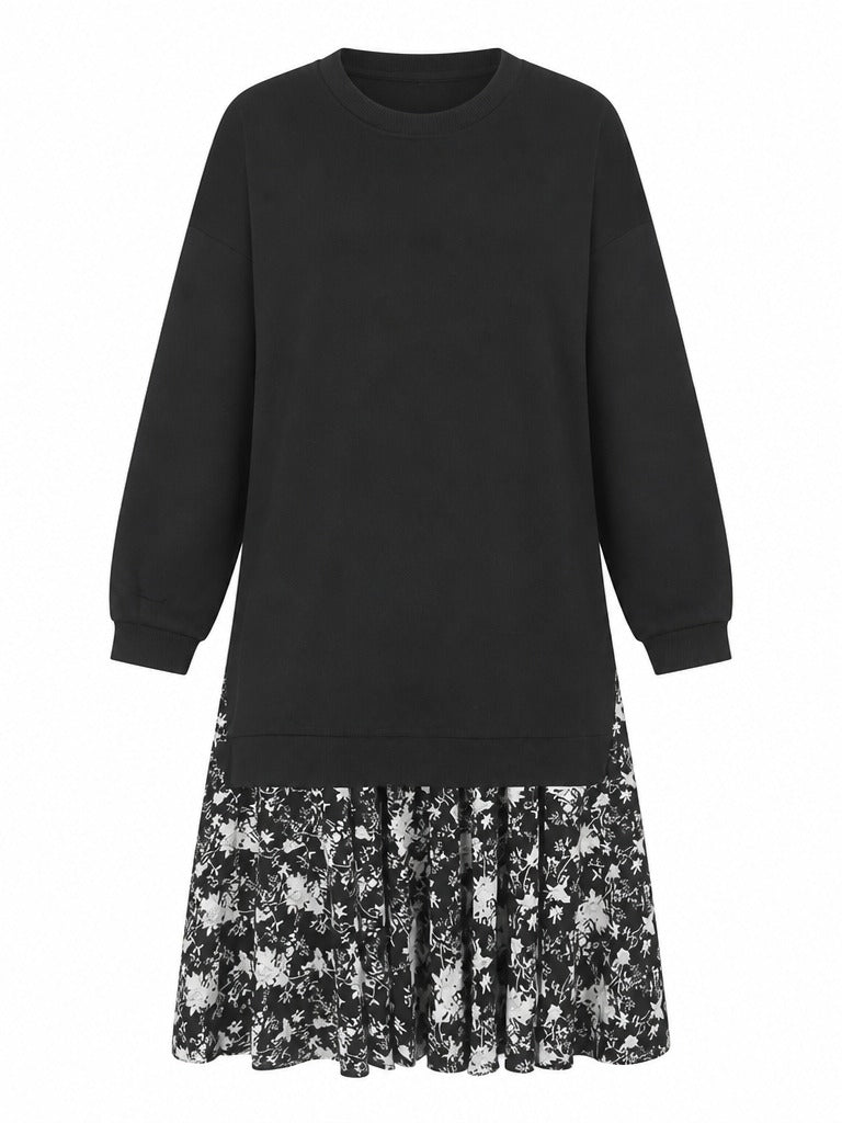 Grounded Floral Layered Midi Dress