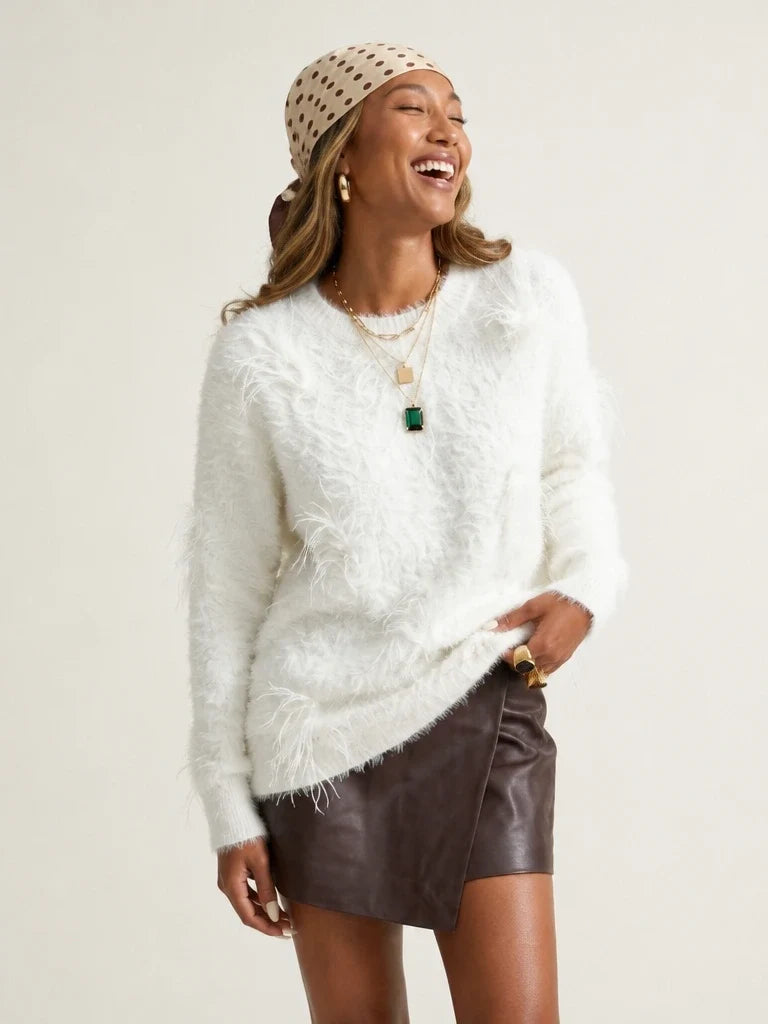 Ethereal Feather Tassel Knit Pullover