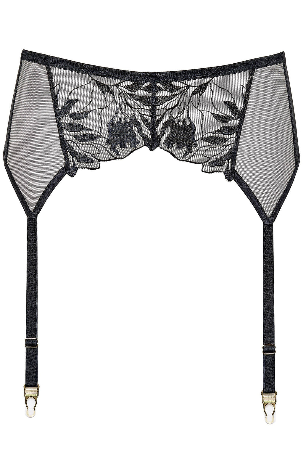 Gorteks Coco Black High Waist Mesh Garter Belt