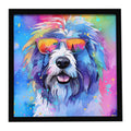 Old English Sheepdog Hippie Dawg Framed Metal Print