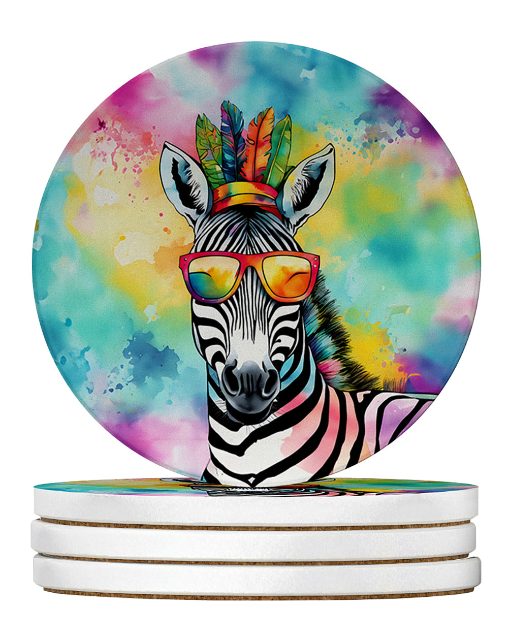Hippie Animal Zebra Large Sandstone Coasters Pack of 4