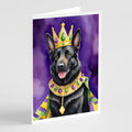 Black German Shepherd King of Mardi Gras Greeting Cards Pack of 8