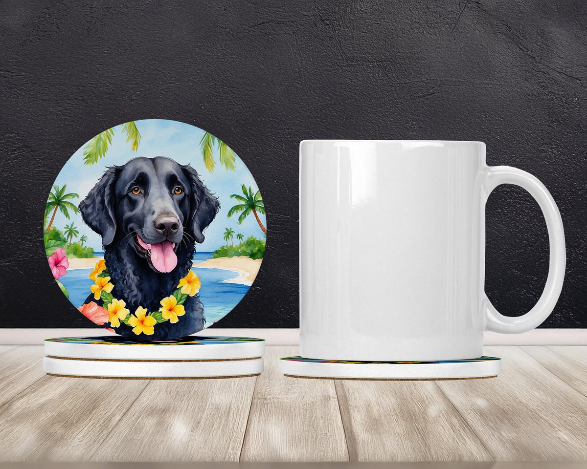 Curly-Coated Retriever Luau Large Sandstone Coasters Pack of 4
