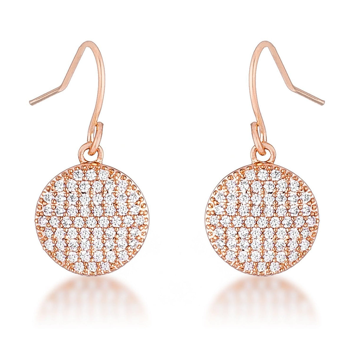 .6 Ct Elegant CZ Rose Gold Plated Disk Earrings