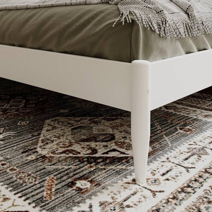 Full Size Solid Hardwood Victorian Style White Platform Bed