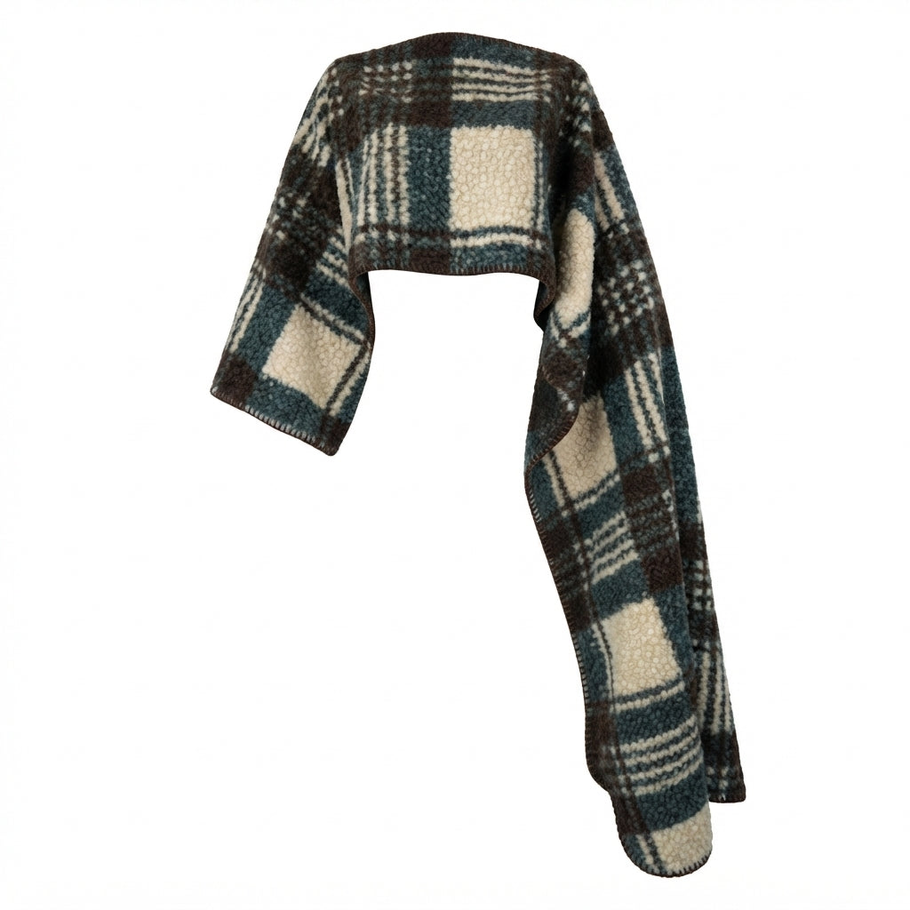 Grounded Plaid Knitted Poncho