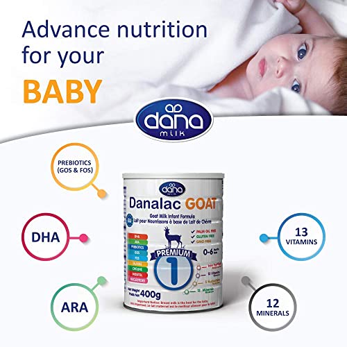 Danalac Goat Milk Infant Formula 400g Stage 1 Baby Milk Powder for Infants and Toddlers Age 0-6 Months (Pack of 2)