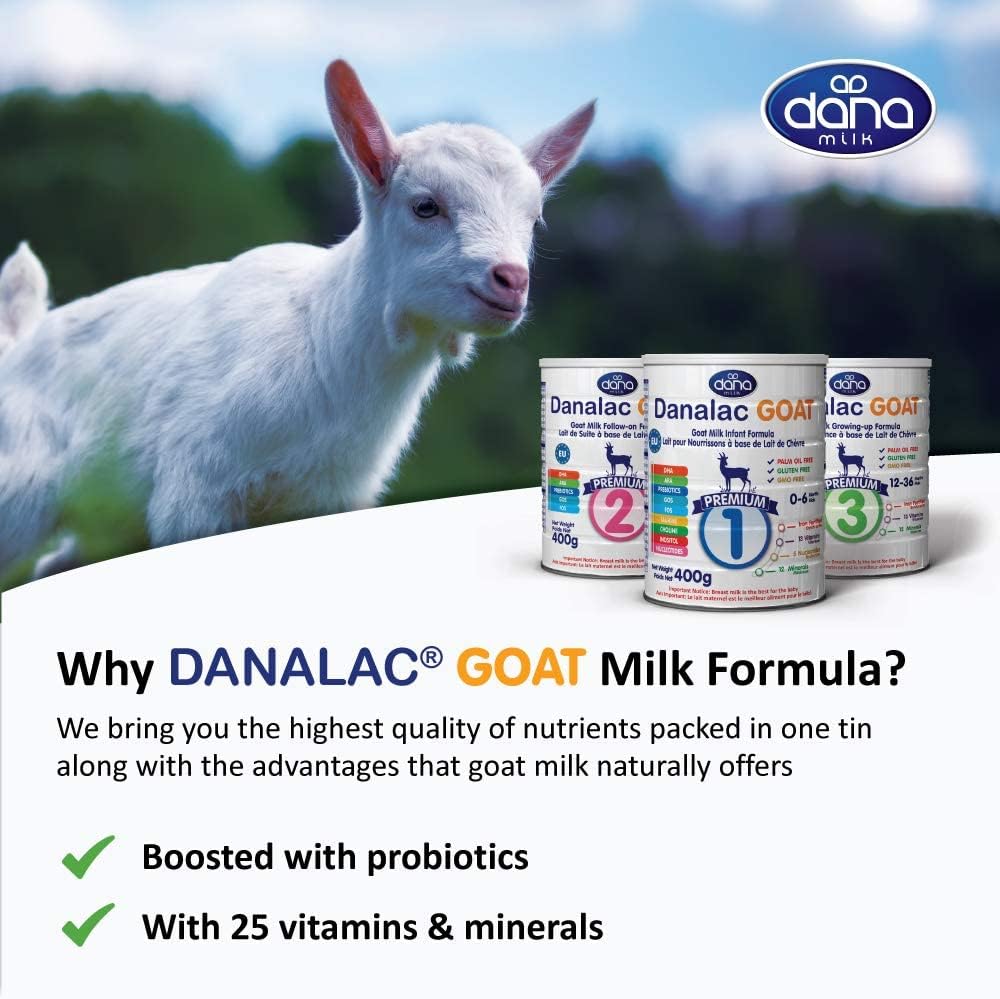 Danalac Goat Milk Follow-On Formula 400g Stage 2 Baby Milk Powder for Infants and Toddlers Age 6-12 Months (Pack of 6)