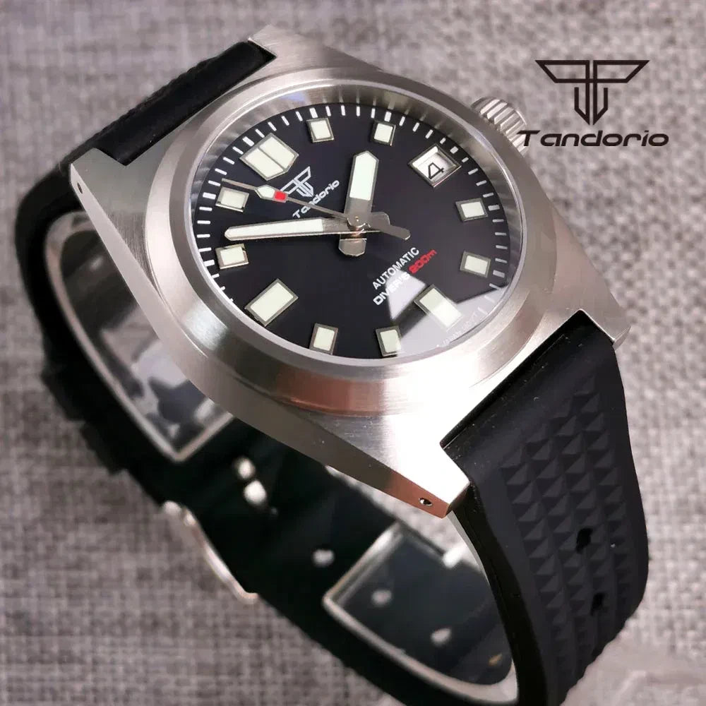Color: Brown - Tandorio Black/Blue/Green Sunburst Dial NH35A 38mm Automatic Men's Watch 200M Brushe