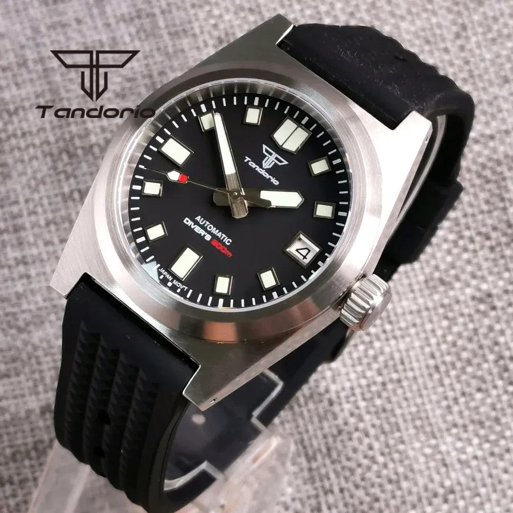 Color: Brown - Tandorio Black/Blue/Green Sunburst Dial NH35A 38mm Automatic Men's Watch 200M Brushe