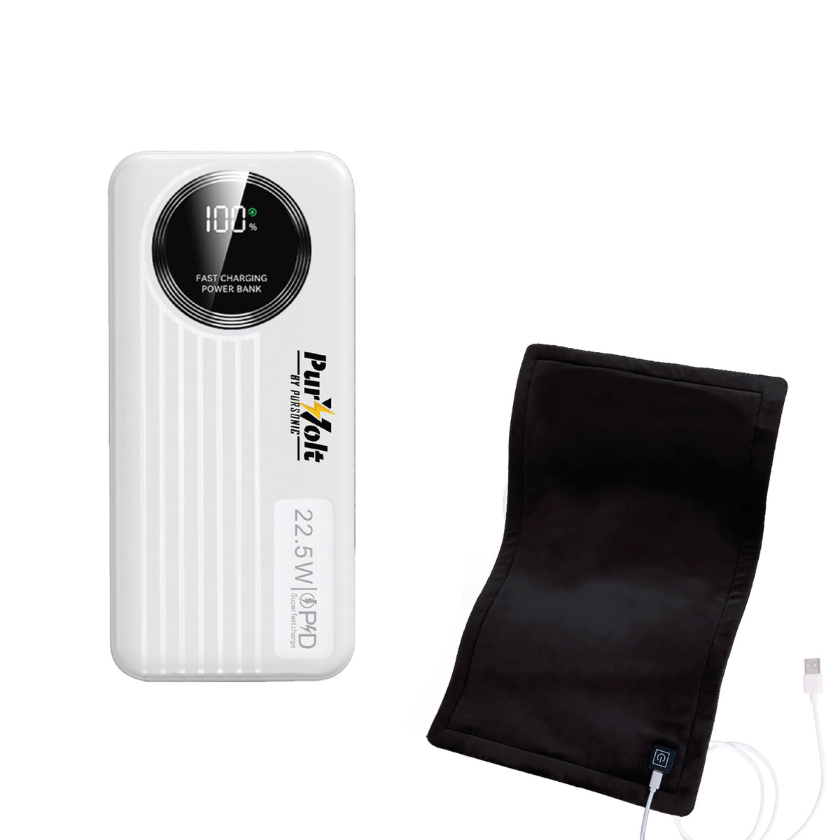 LED Fast Charging Power Bank & Extra Large Electric Heating Pad