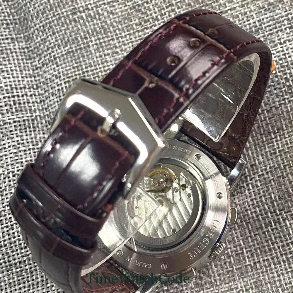 Color: Other - Corgeut 42mm Automatic Men's Watch Date Day Month Year Rose Gold Dial Multifunction