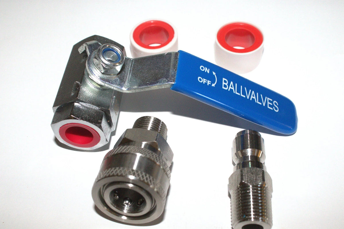 5000 PSI Stainless Steel Ball Valve 3/8 Quick Connect Kit