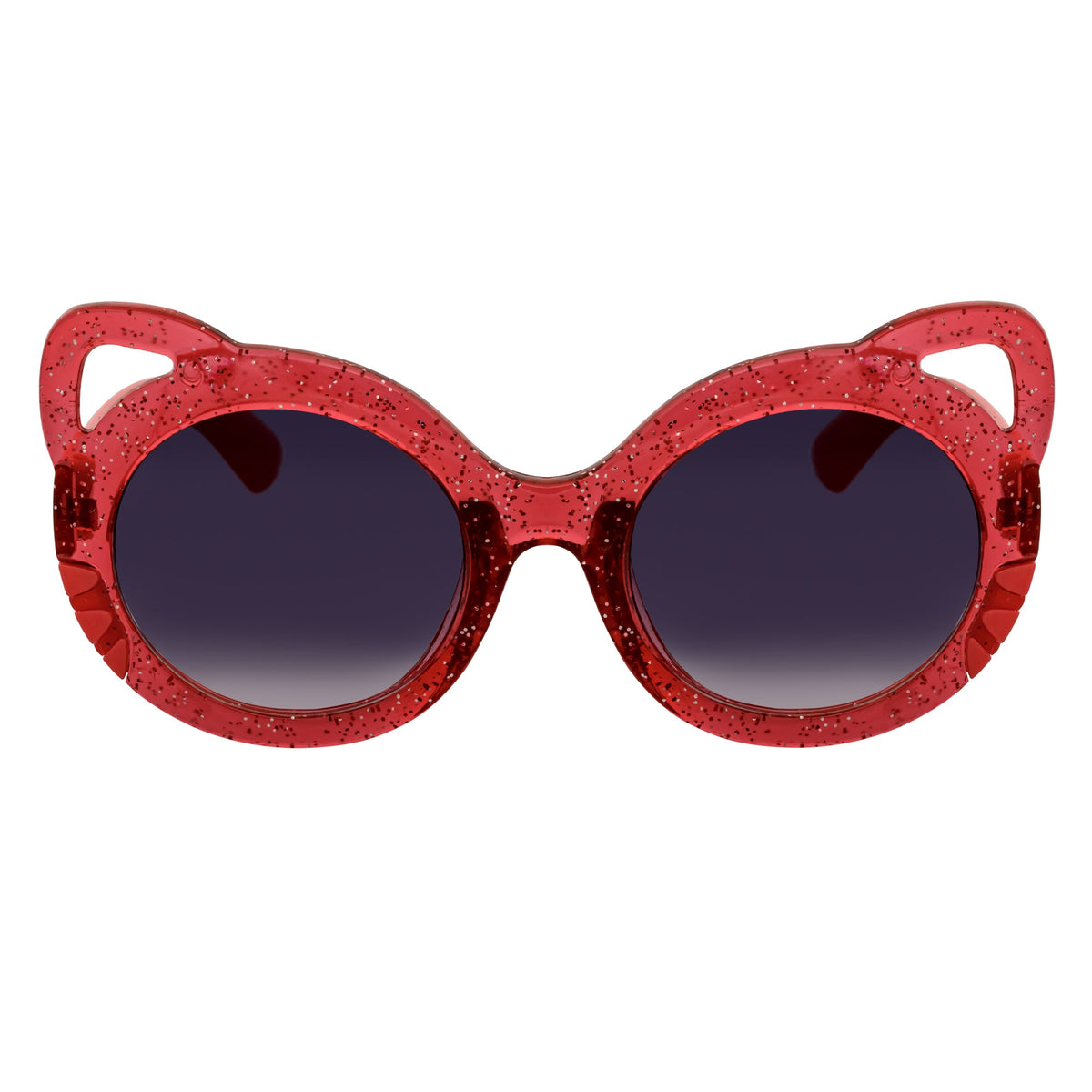 GLITTER CAT - Kids Small Round Glitter Cat Eye Sunglasses Red Lavender