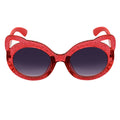 GLITTER CAT - Kids Small Round Glitter Cat Eye Sunglasses Red Lavender
