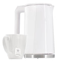 MegaChef 1.8 Quart Stainless Steel Electric Tea Kettle in White