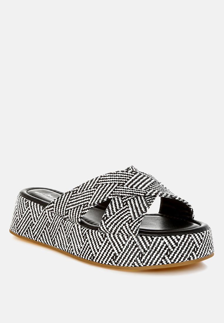 Modura Raffia Flatform Slip Ons