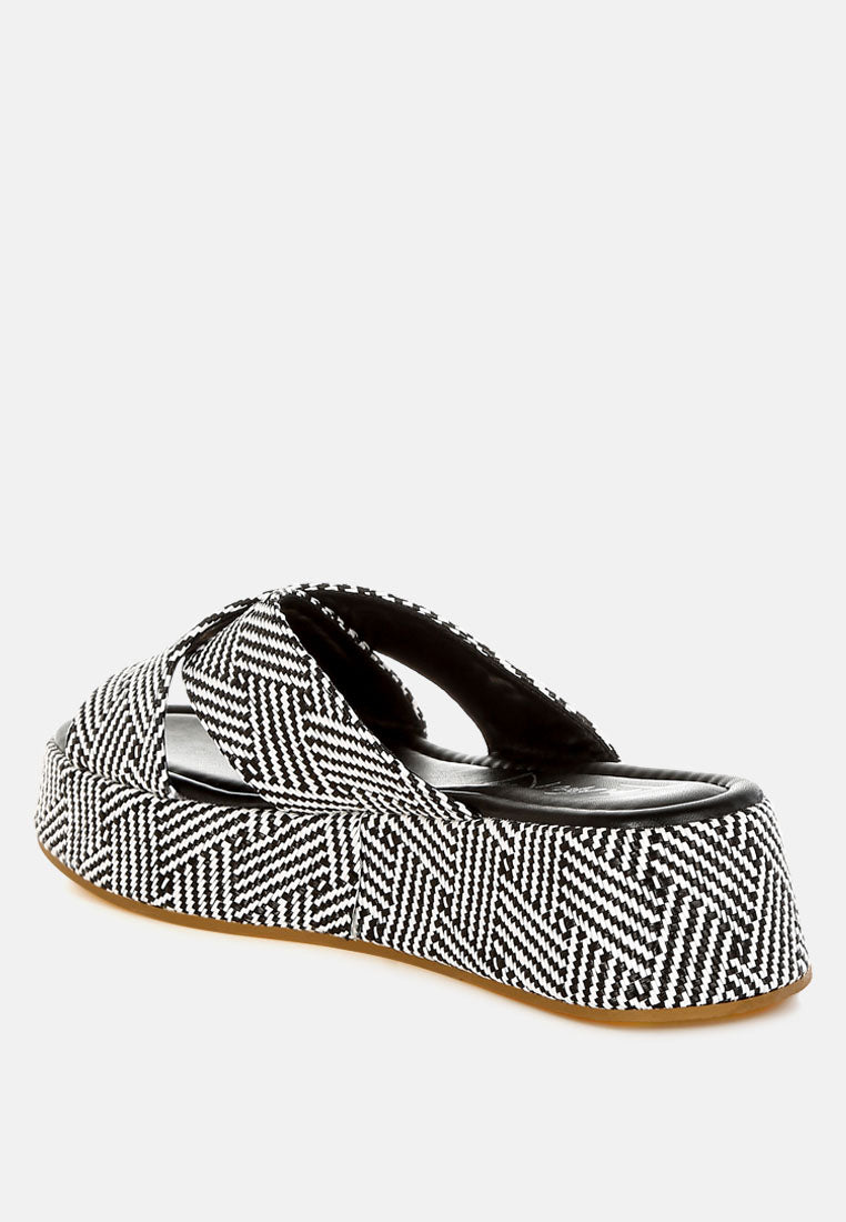 Modura Raffia Flatform Slip Ons