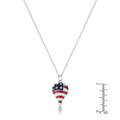 .1 Ct Patriotic Hot Air Balloon Rhodium Necklace with CZ