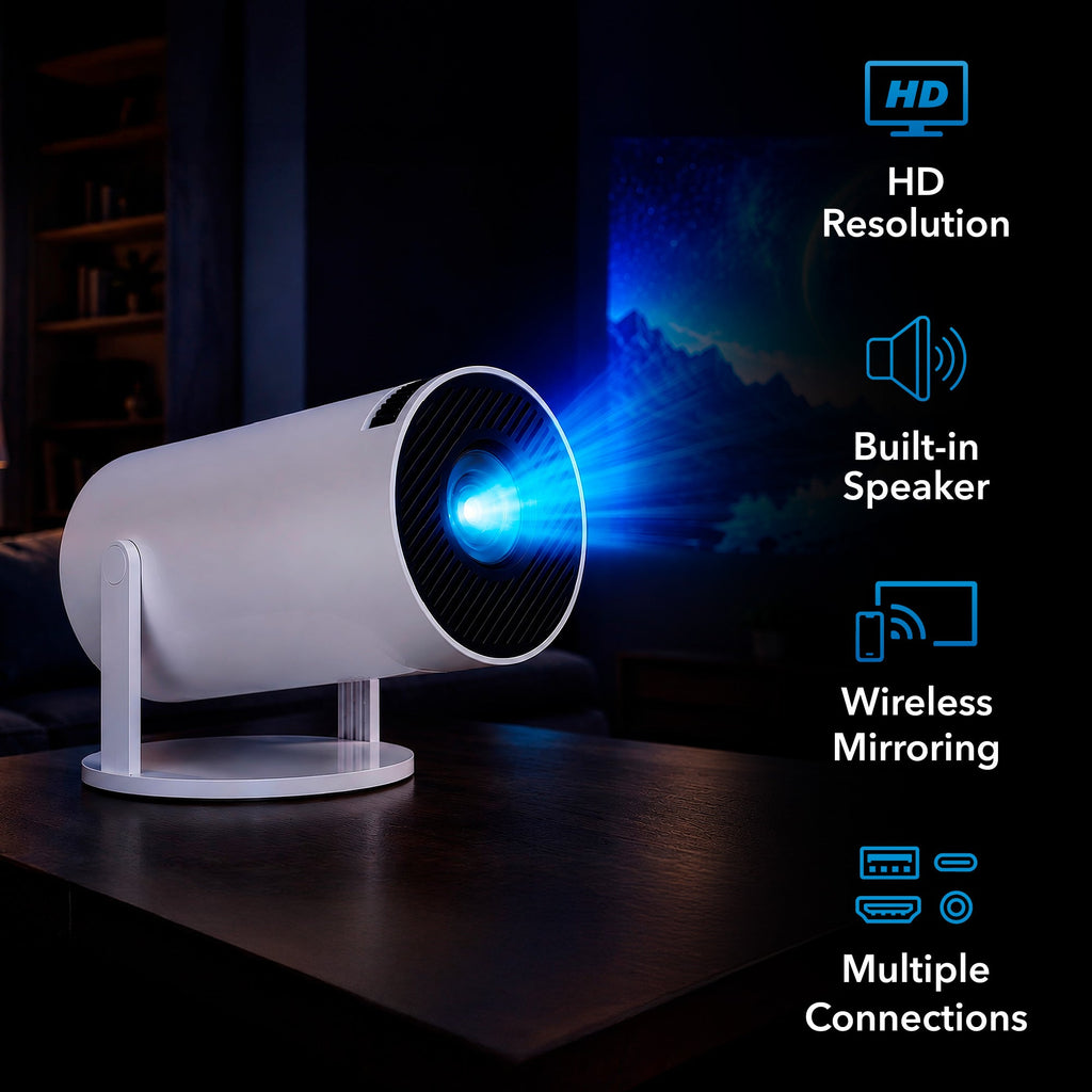 Smart LED Projector & Pursonic True Wireless Stereo Earbuds Bundle