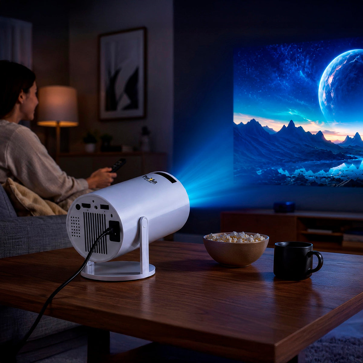 Smart LED Projector & Pursonic True Wireless Stereo Earbuds Bundle